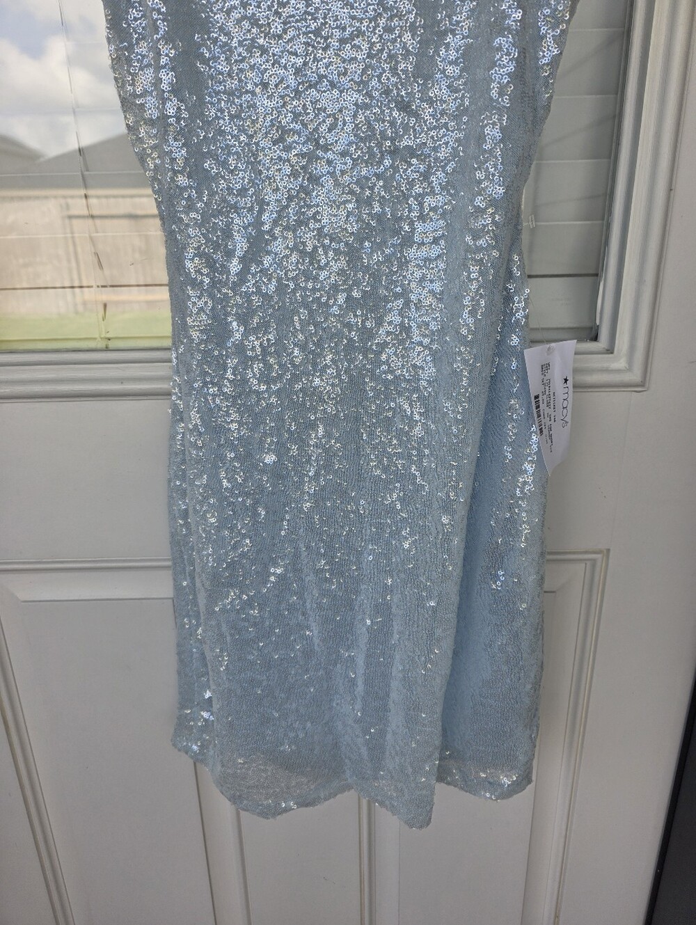 B Darlin Light Blue Sequin Mini Dress Spaghetti Strap V-Neck Party Size M NWT - Picture 5 of 9